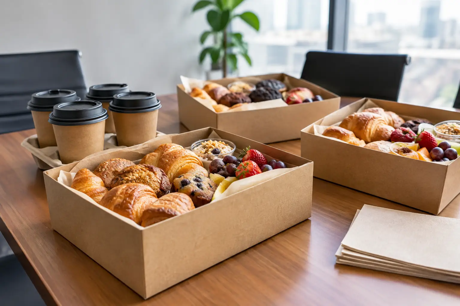 coffee + breakfast boxes لاجتماعات العمل